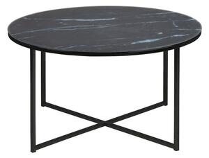 Crni stolić za kavu sa pločom u mramornom dekoru Actona Alisma, ⌀ 80 cm