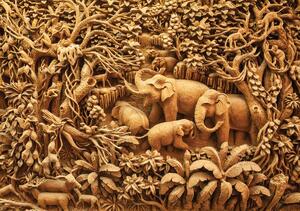 Foto tapeta - Reljef obitelji slonova (152,5x104 cm)