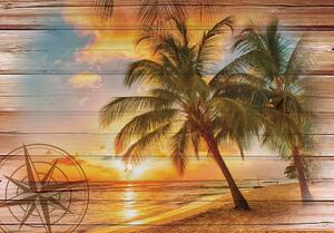 Foto tapeta - Sunce na plaži - imitacija ploče (152,5x104 cm)