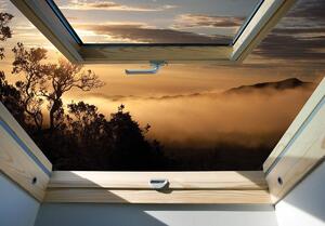Foto tapeta - Šuma u maglovitom pogledu na prozoru (152,5x104 cm)