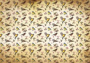 Foto tapeta - Ptice i cvjetni uzorak (152,5x104 cm)