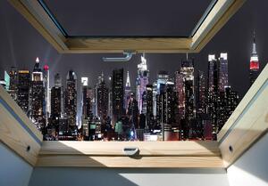 Foto tapeta - Grad noću pogled s prozora (152,5x104 cm)