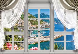 Foto tapeta - Pogled s prozora na tirkiznu uvalu (152,5x104 cm)