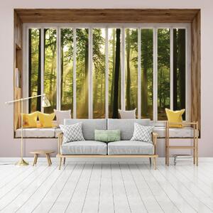 Foto tapeta - Pogled na šumu s prozora (152,5x104 cm)