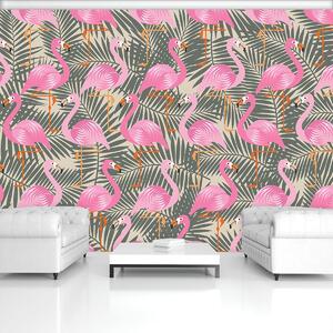 Foto tapeta - Flamingo - ružičasto-siva (152,5x104 cm)