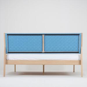 Black Friday - Krevet od punog hrasta s plavim uzglavljem Gazzda Fawn, 140 x 200 cm