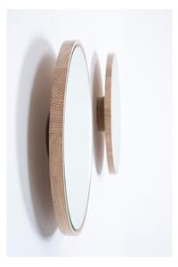 Zidno ogledalo s okvirom od masivnog hrastovog drva Gazzda Look, ⌀ 27 cm