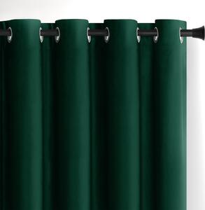 Tamno zelena zavjesa za djelomično zamračenje od samta 140x245 cm Eyelets – Restilo