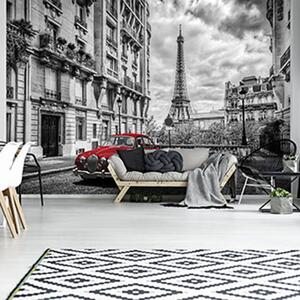 Foto tapeta - Crveni automobil u Parizu (152,5x104 cm)