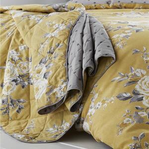 Žuti prekrivač za krevet s cvjetnim dezenom Catherine Lansfield, 220 x 230 cm