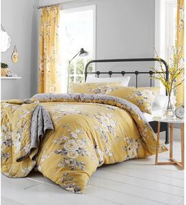 Žuta posteljina s cvjetnim dezenom Catherine Lansfield, 200 x 200 cm