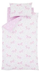 Ružičasta dječja posteljina s motivom jednoroga Catherine Lansfield, 135 x 200 cm