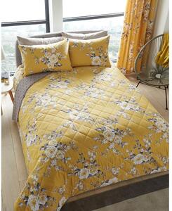 Žuti prekrivač za krevet s cvjetnim dezenom Catherine Lansfield, 220 x 230 cm