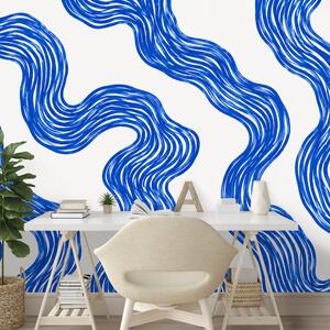Tapeta moderne plave valovite linije