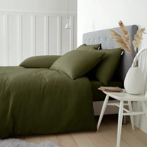 Kaki zelena flanelska posteljina za bračni krevet 200x200 cm Brushed – Catherine Lansfield