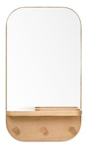 Zidno ogledalo s vješalicom i policom od hrastovog drva Wireworks Butler, 41 x 73,5 cm