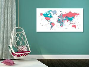 Slika na plutu zemljovid svijeta u pastelnom tonu