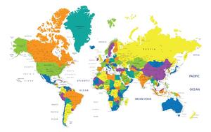 Slika šareni zemljovid svijeta na bijeloj pozadini