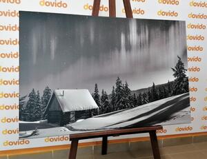 Slika bajkoviti zimski krajolik u crno-bijelom dizajnu