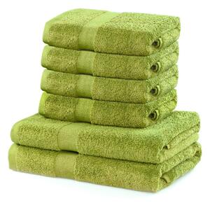 Set od 2 pamučna zelena velika ručnika boje limete i 4 mala ručnika DecoKing Marina