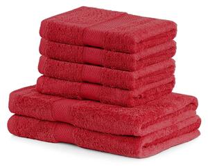 Set od 2 crvena velika ručnika i 4 mala ručnika DecoKing Bamby Red