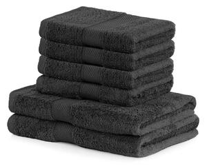 Set s 2 tamno siva velika ručnika i 4 mala ručnika DecoKing Bamby Charcoal