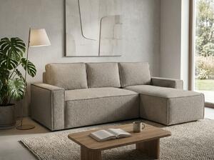 Razvlačna kutna garnitura L SMART BOUCLE 232x143 cm, sivo-bež, univerzalna