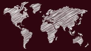 Slika šrafirani zemljovid svijeta na bordo pozadini