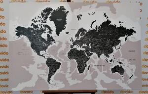 Slika moderni crno-bijeli zemljovid svijeta