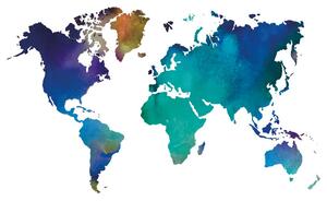 Samoljepljiva tapeta zemljovid svijeta u boji u akvarelnom dizajnu