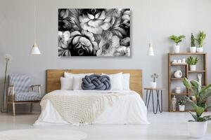 Slika impresionistički svijet cvijeća u crno-bijelom dizajnu