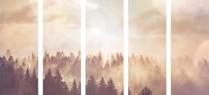 5-dijelna slika maglovita šuma