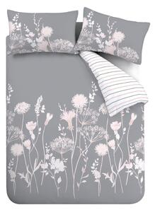 Siva posteljina za bračni krevet 200x200 cm Meadowsweet Floral – Catherine Lansfield