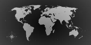 Slika na plutu zemljovid svijeta u nijansama sive