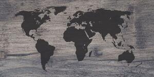 Slika na plutu zemljovid svijeta na tamnom drvu