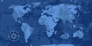 Slika rustikalni zemljovid svijeta u plavoj boji