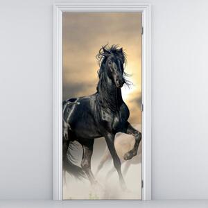 Foto tapeta za vrata - Crni konj (95x205cm)