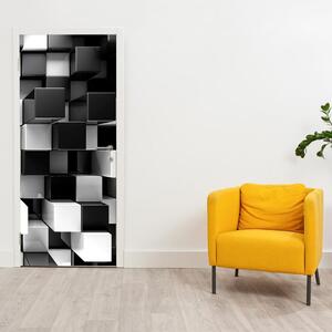 Foto tapeta za vrata - Crno-bijele kocke (95x205cm)