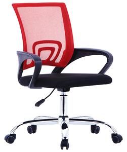 VidaXL Uredska stolica od tkanine s mrežastim naslonom crvena