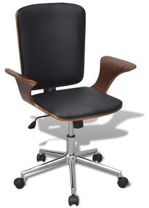 VidaXL Zakretna uredska stolica savijenog drveta s podstavom od umjetne kože