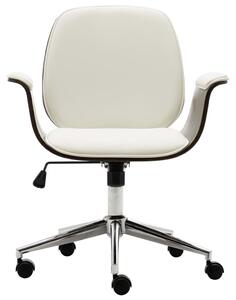VidaXL Uredska stolica od savijenog drva i umjetne kože bijela
