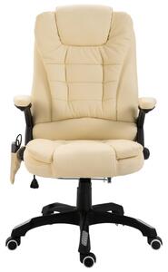 VidaXL Masažna uredska stolica od umjetne kože krem