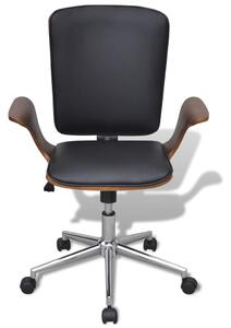 VidaXL Zakretna uredska stolica savijenog drveta s podstavom od umjetne kože