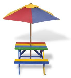 VidaXL Dječji stol & klupe za piknik sa suncobranom četiri boje