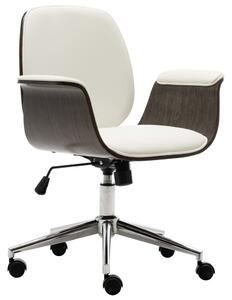 VidaXL Uredska stolica od savijenog drva i umjetne kože bijela