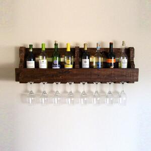 Ručno rađen stalak za vino i držač za čašice od masivnog drva Catalin Faina, 90 x 30 x 12 cm