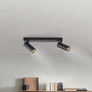 Schöner Wohnen RIK stropna svjetiljka, crna, s dvije svjetiljke, 59 cm, metal, GU10 LED, Crno, Dnevni boravak/blagovaonica, Aluminij, Strop s više plamena