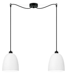 Bijela viseća svjetiljka s dva ramena s crnim kablom Sotto Luce Awa Matte