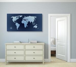 Slika na plutu zemljovid svijeta u nijansama plave
