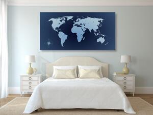 Slika na plutu zemljovid svijeta u nijansama plave